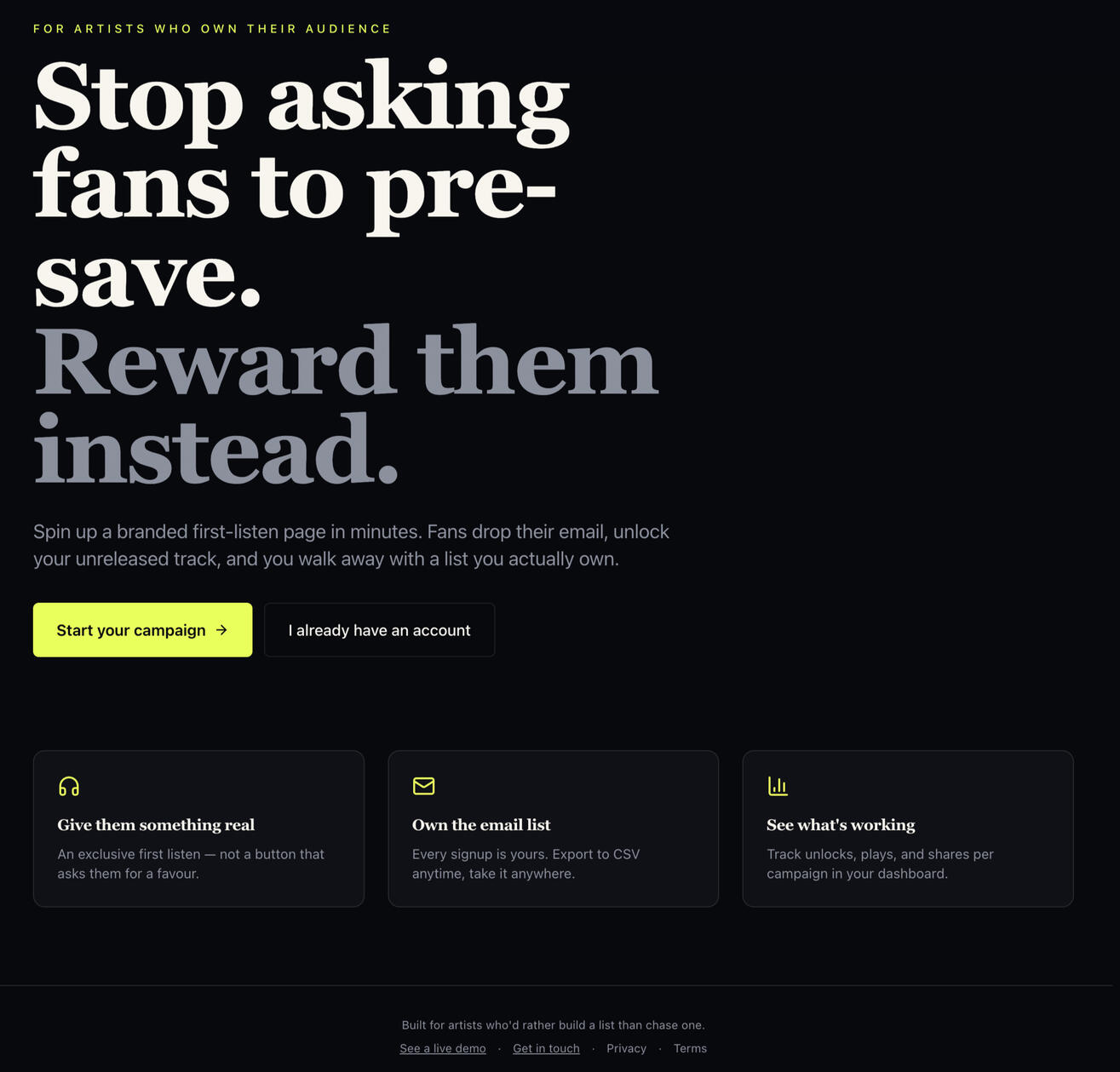 First Listen: Stop asking fans to pre-save. Reward them instead.